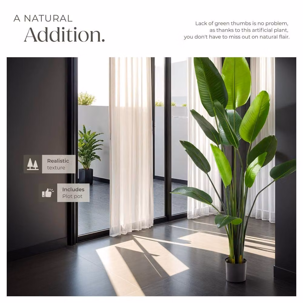 tectake Artificial Bird Of Paradise Tree, Green, Height: 120 cm – 7