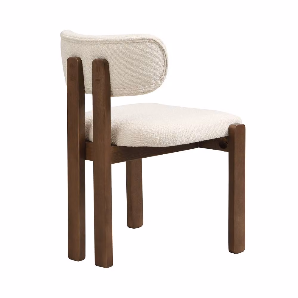 ModernLuxe Set of 2 Solid Wood Dining Chairs with Boucle Upholstery in Walnut and Beige – 5