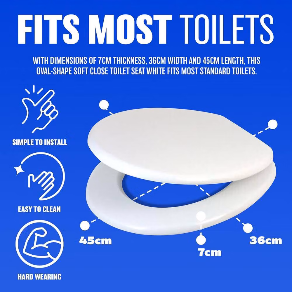 Prima Oval Plastic Toilet Seat in White – 4