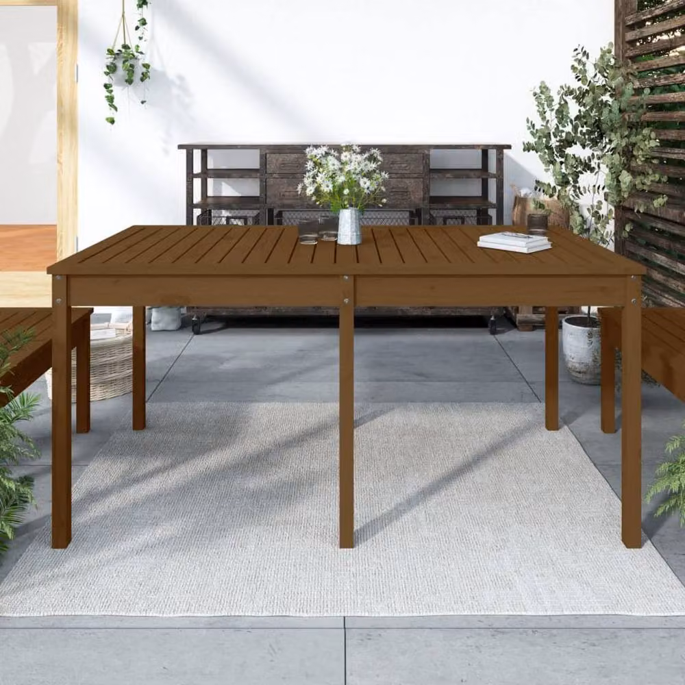 Berkfield Home Rustic Rectangular Garden Table in Brown Solid Pine, W/D/H: 159.5 x 82.5 x 76 cm – 2