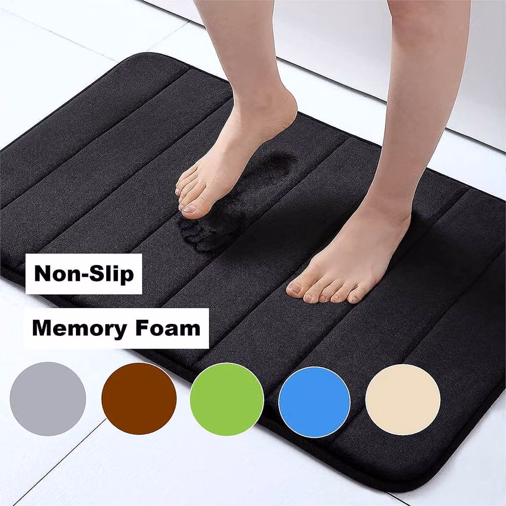 YnysTec Non-Slip Memory Foam Bathroom Mat in Green, W 50 cm x D 80 cm – 2