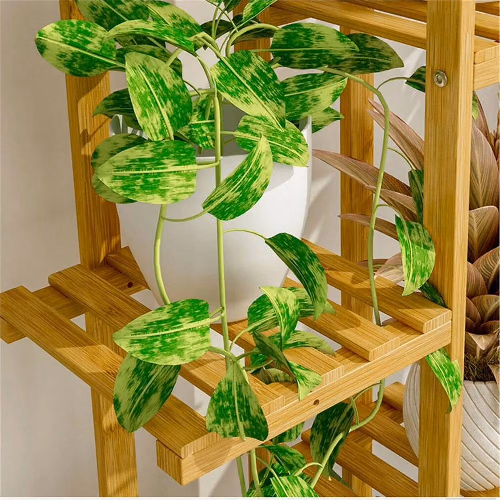 Nordara 5/6 Tier Ladder Shelf Storage Plant Stand in Brown, W/D/H: 40 x 20.2 x 121.9 cm – 2