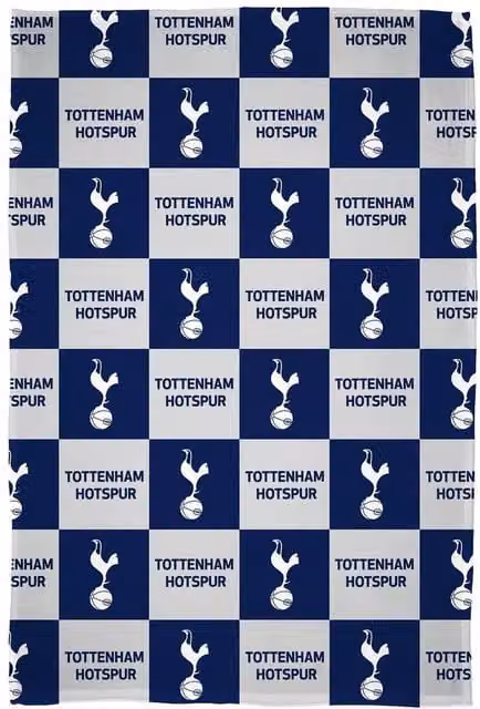 Tottenham Hotspur FC Navy Blue Checked Polyester Fleece Baby Blanket – 1