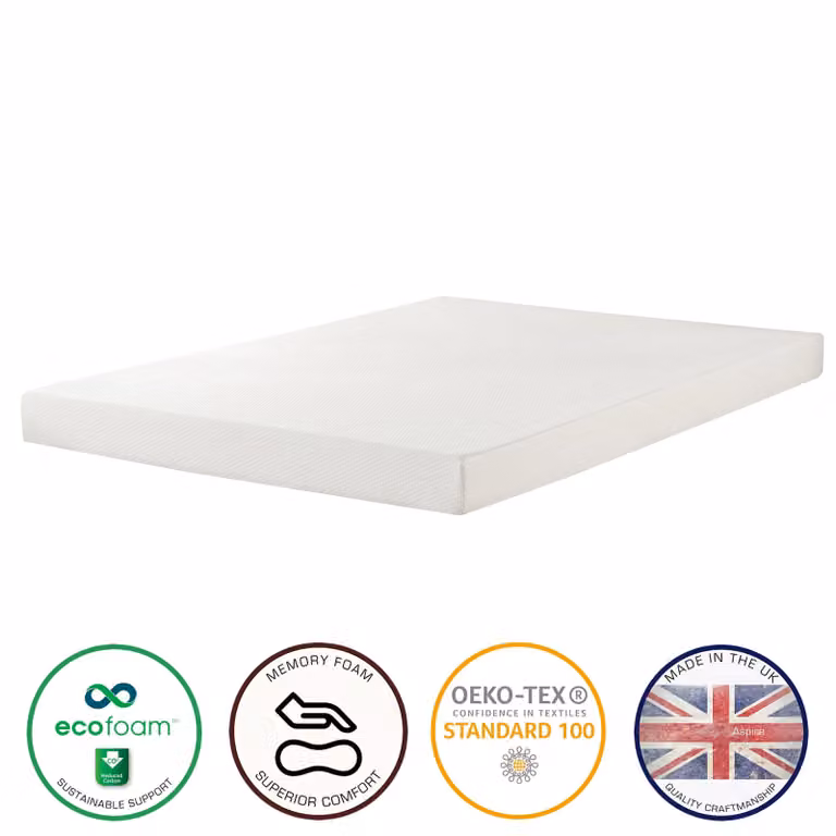 Aspire White Memory Foam Mattress for Childrens Bunk Beds, Small Double, W/D/H: 120 x 200 cm