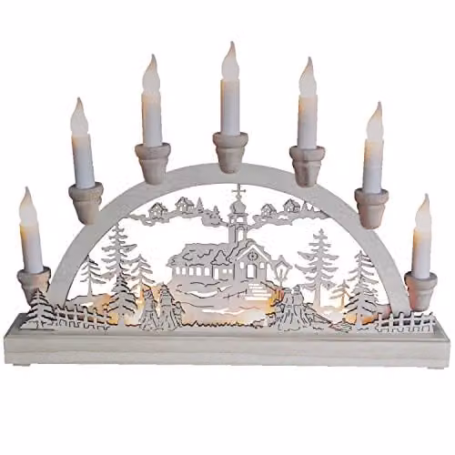 The Christmas Workshop 70780 Wooden Illuminated Candle Bridge with 7 Warm White Candles, W/D/H: 36 x 27.5 x 5.5 cm – 1