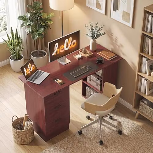 HOMCOM Modern Computer Desk in Walnut Brown, W/D/H: 120 x 49 x 72 cm – 7