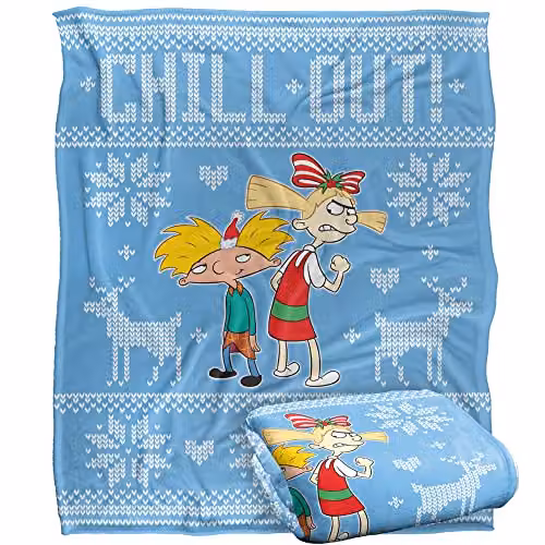LOGOVISION Ren and Stimpy Chill Out Silky Touch Super Soft Fleece Throw Blanket, White, W/D/H: 152 x 127 cm