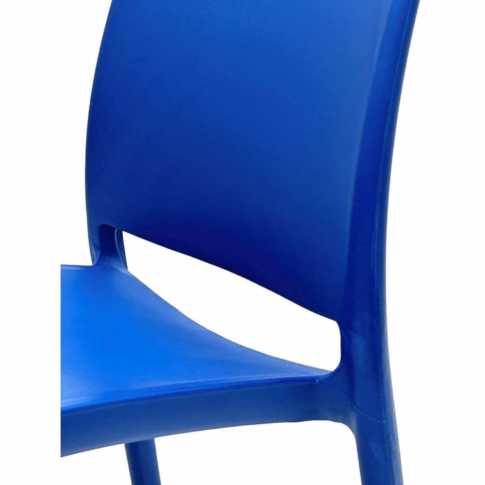NESTLUNE Blue Plastic Stackable Garden and Bedroom Chairs, Pack of 2 – 4