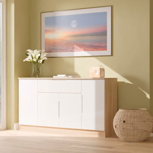 2 U Lucca Ready Assembled 4 Door 1 Drawer Wide Unit in Light Oak
