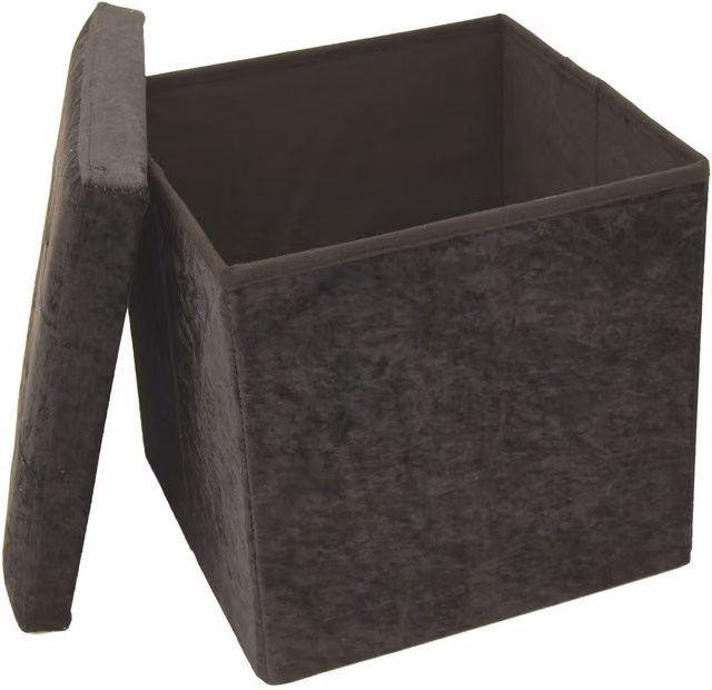 Libbi Lou Black Velvet Foldable Cube Ottoman Storage Footstool W/D/H: 38 x 38 x 38 cm – 4