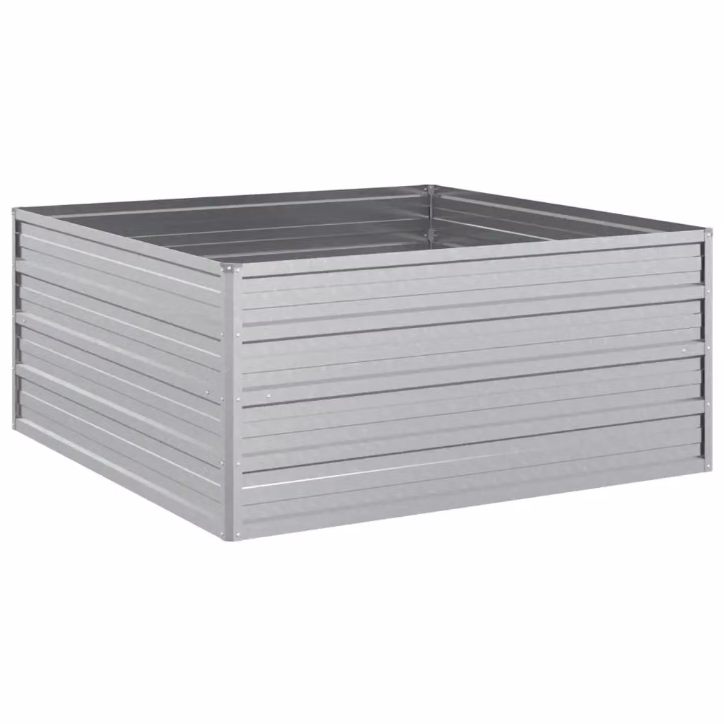 Berkfield Home Garden Galvanised Steel Raised Bed in Silver, W/D/H: 100 x 100 x 45 cm – 2