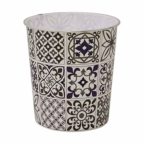 JVL Mosaic Navy Waste Paper Bin, Blue, W/D/H: 27 x 25 x 27 cm