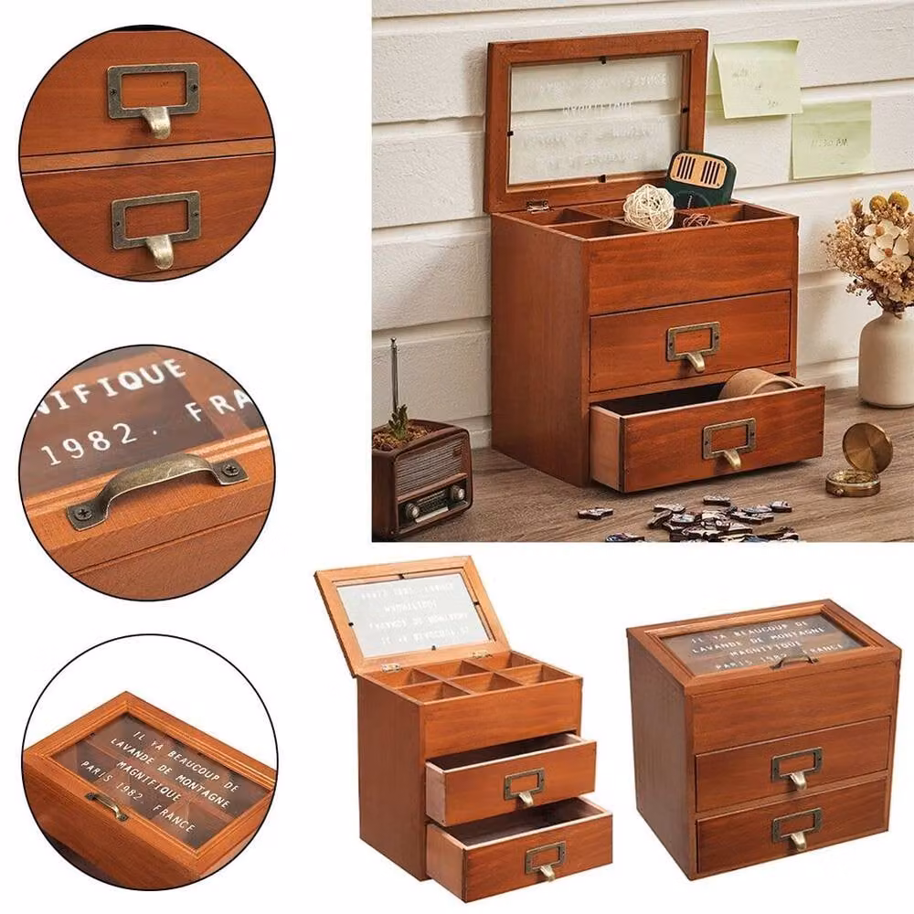 PAWNORA 6 Grid Wooden Watch Display Case in Brown – 3