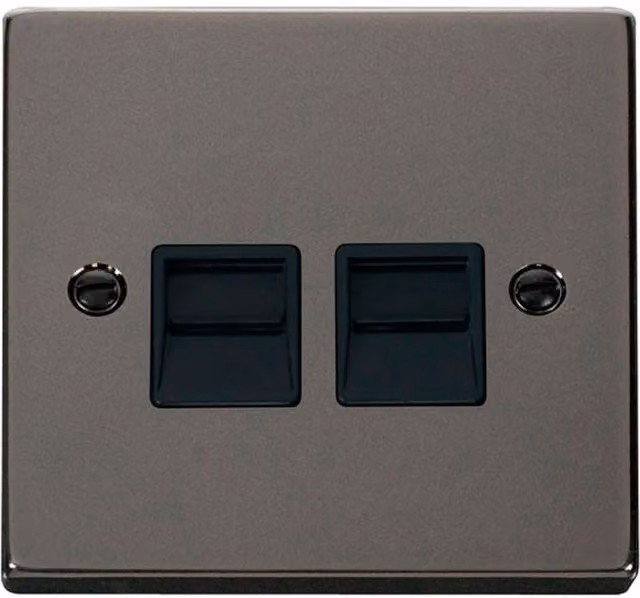 SE HOME Black Nickel Master Telephone Twin Flush Socket Plate