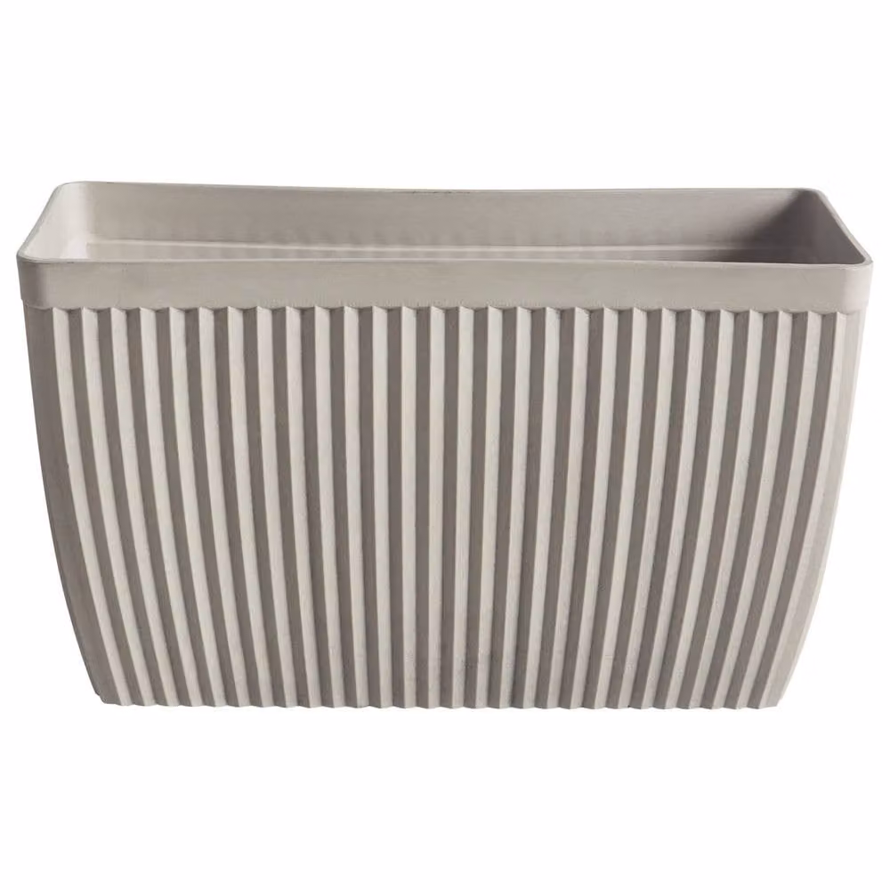 Wyld and Coco Rectangular Fibre Clay Planter, Beige Matte, W: 73 cm, D: 32 cm, H: 43 cm – 2