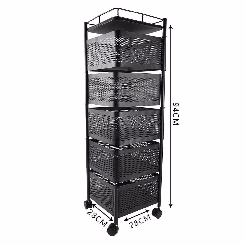 EONLION 6 Tier Rotating Kitchen Trolley Shelf in Matt Black – 2