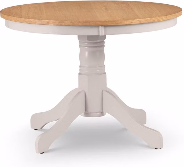 Cheshire Davenport Round Pedestal Dining Table in Oak and Elephant Grey, Diameter: 106 cm – 1