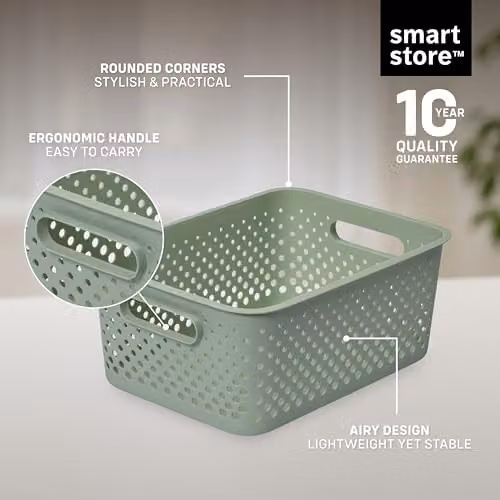 Orthex SmartStore Storage Basket with Handles in Green 11.4L W: 36.5 cm, D: 27 cm, H: 15 cm – 3