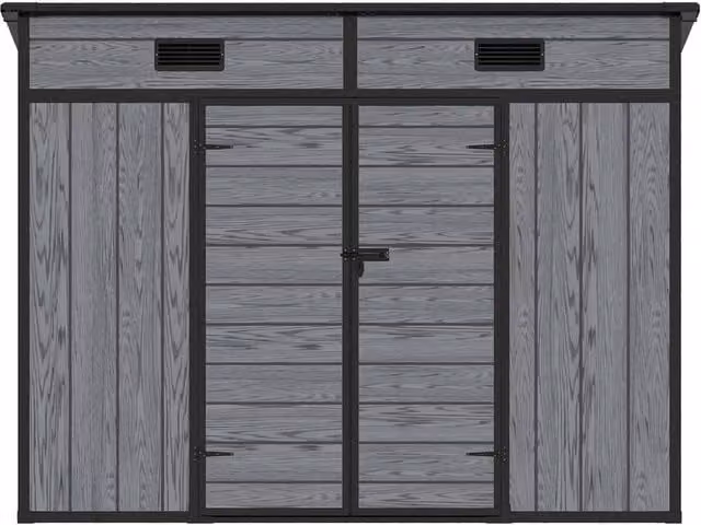 FLAVORA Grey Plastic Pent Roof Garden Shed, W/D/H: 182.88 x 112.0 x 183.0 cm – 1