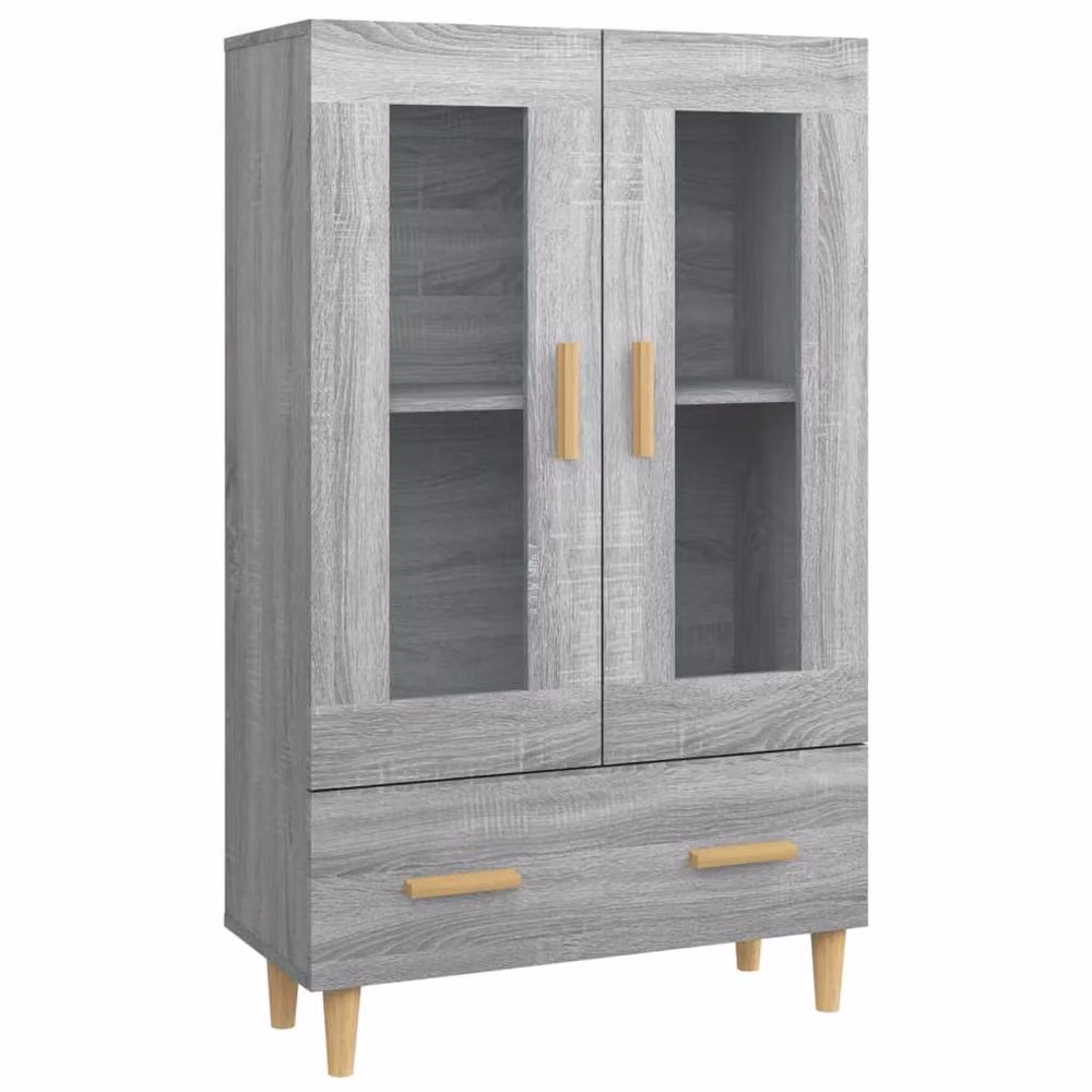 Berkfield Home Grey Sonoma Highboard with Glass Doors and Drawers, W/D/H: 70 x 31 x 115 cm – 2