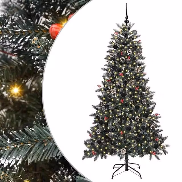 Berkfield Home Green Artificial Christmas Tree with 300 LEDs, W/D/H: 99 x 99 x 180 cm