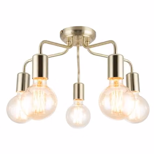 Cosylyte Fraser Modern Metal 5 Light Square Ceiling Flush Light in Brushed Brass, W/D/H: 41 x 41 x 19 cm, 5 x E27