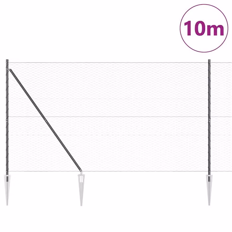 Berkfield Home Hexagon Steel Fence, Grey, W/H: 10 x 1.5 m