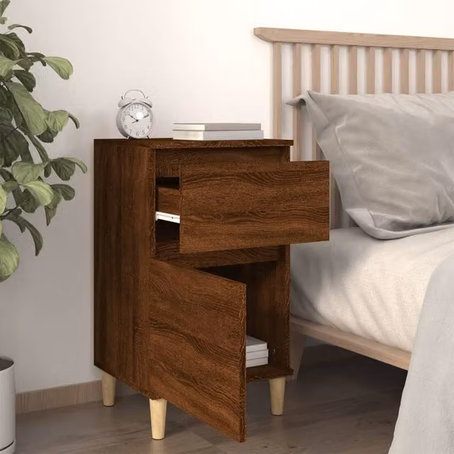 Berkfield Home Elegant Bedside Cabinets, 2 Piece Set, Brown Oak, W: 40 cm, D: 35 cm, H: 70 cm