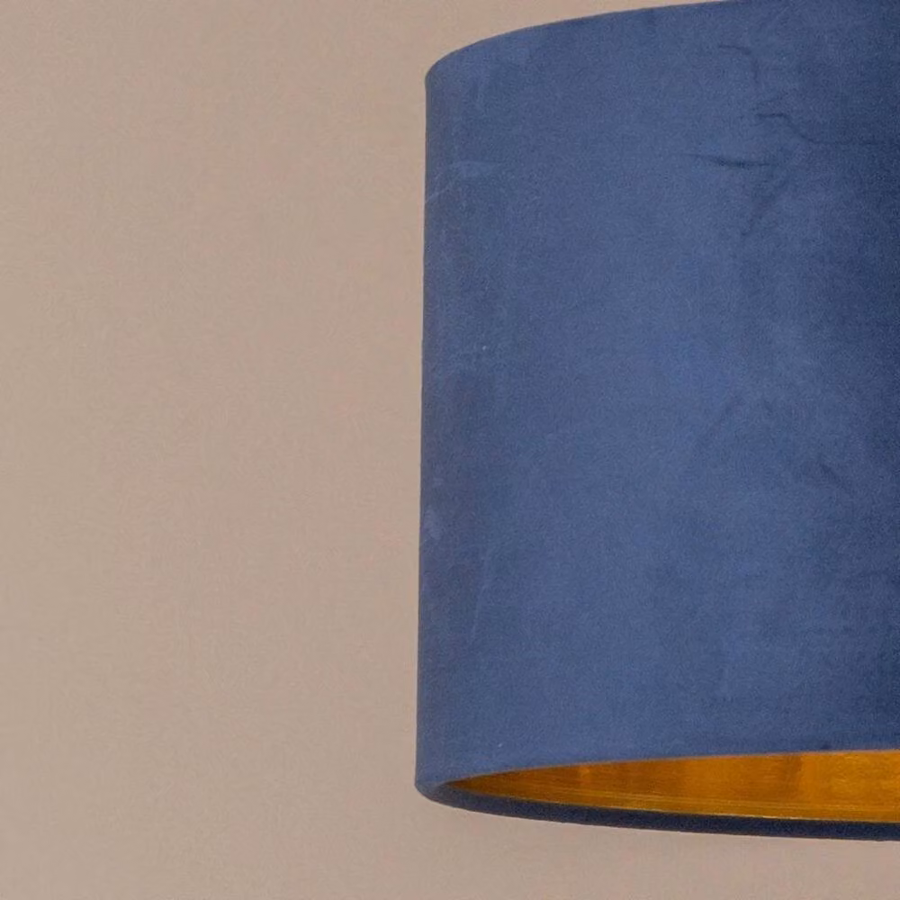 FORGEVIO Navy and Gold Velvet Cylinder Lampshade Ceiling Light – 2
