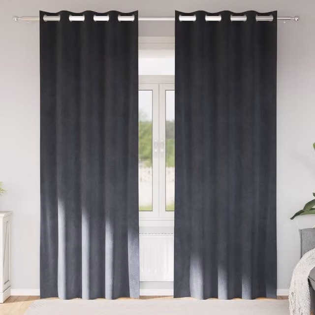 Berkfield Home Blackout Velvet Eyelet Curtains, 2 Pack, Light Grey, W: 140 cm x H: 225 cm – 1