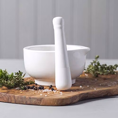 WM Bartleet & Sons White Porcelain Mortar and Pestle Set, 14cm – 4
