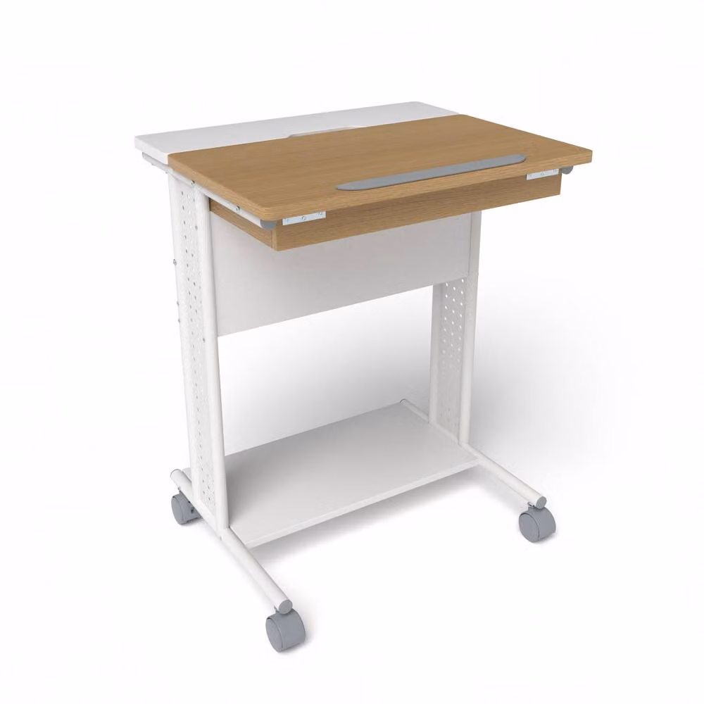 Costway Rolling Portable Wooden Laptop Desk with Tilting Tabletop and Castors in White or Multicolour – 2