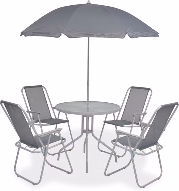 Berkfield Home 6 Piece Grey Steel and Textilene Outdoor Dining Set