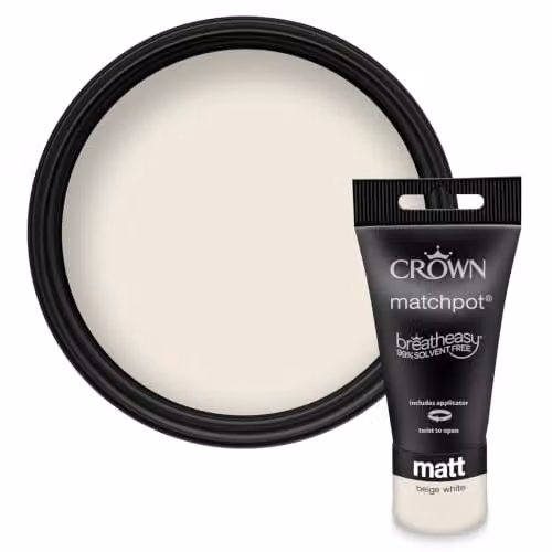Crown Walls & Ceilings Matt Dispersion Paint Tester Pot, Light Beige, 40ml