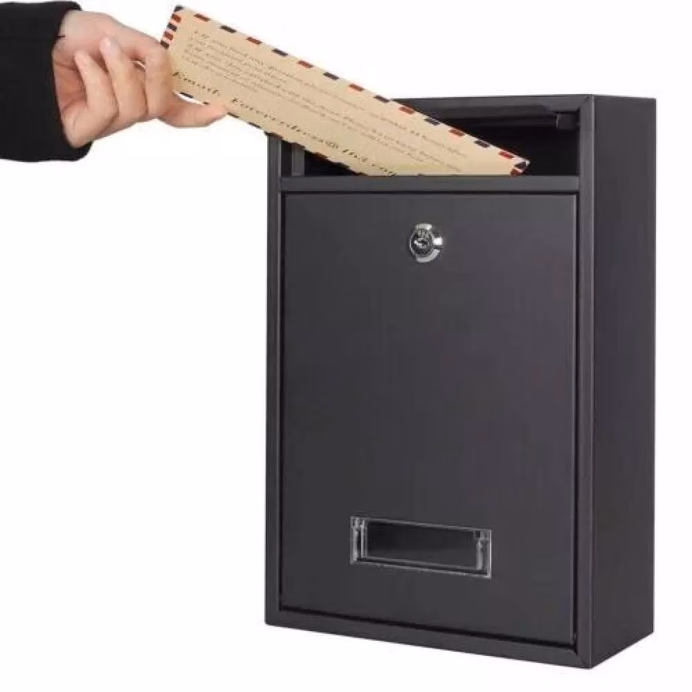 FLAVORA Secure Wall Mounted Steel Post Box, Black, H 32.0 cm x W 32.0 cm x D 9.0 cm – 3