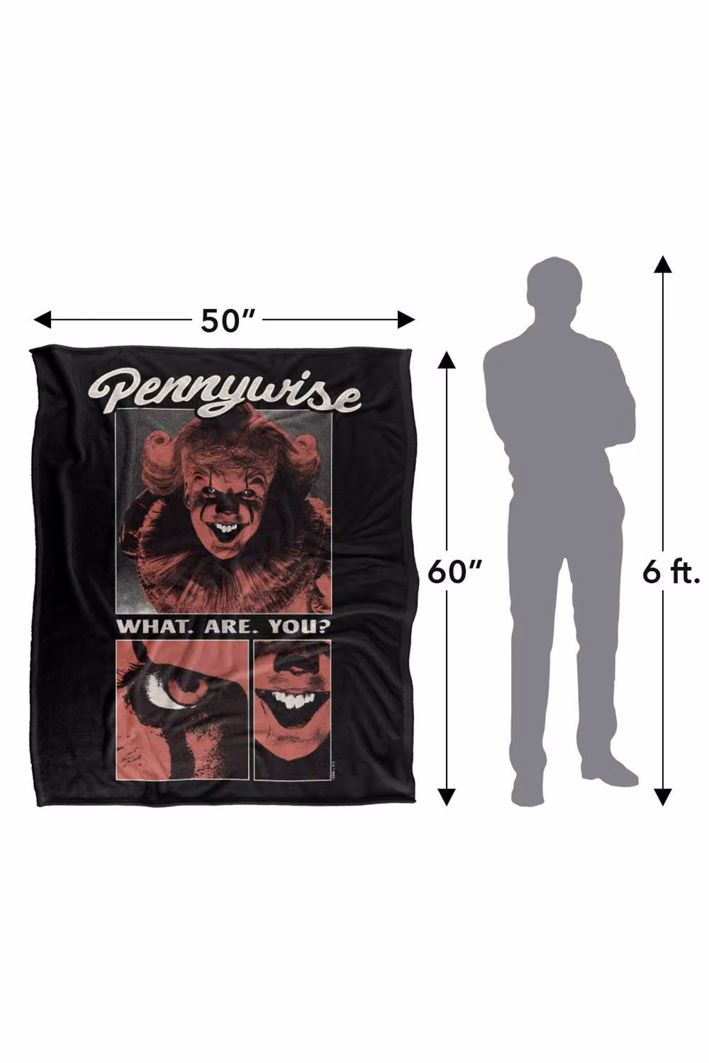 LOGOVISION Welcome to Derry Pennywise What Are You Silky Touch Super Soft Fleece Throw Blanket, W/D/H: 91.44 x 91.44 x 147.32 cm – 8