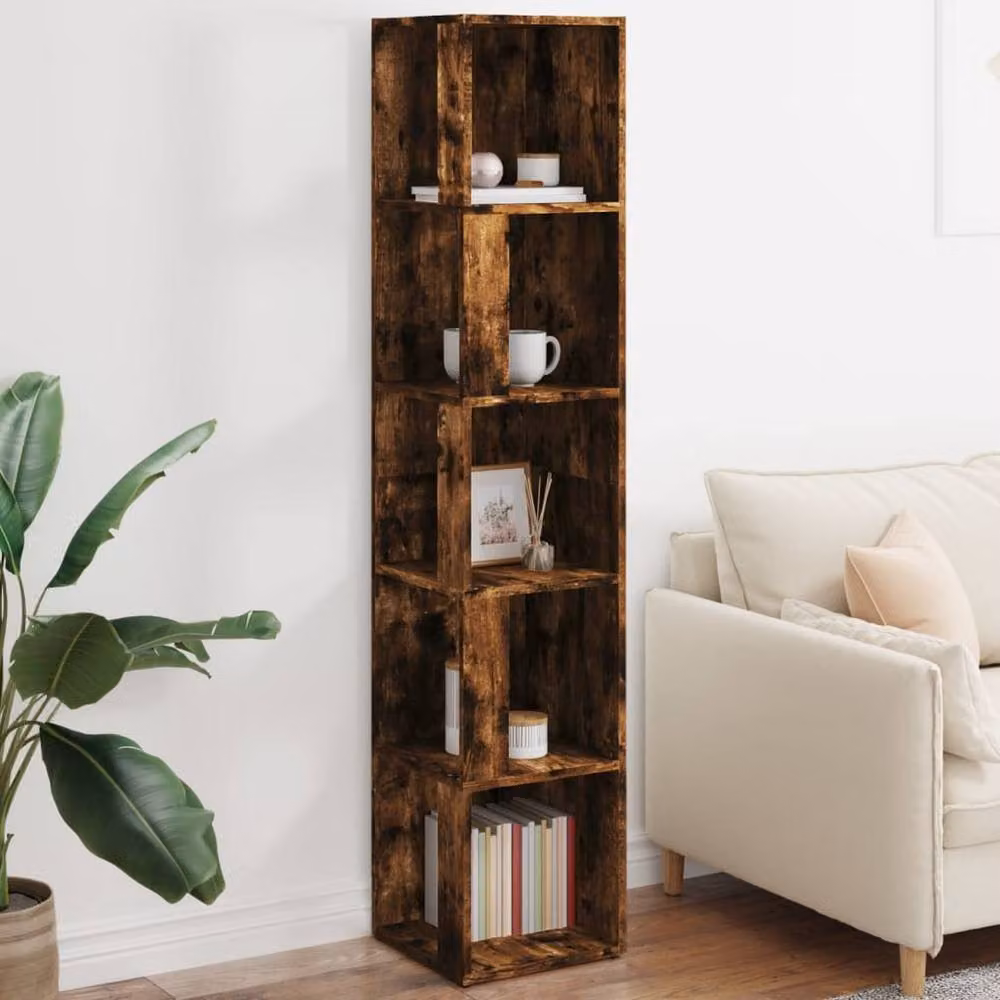 Berkfield Home Corner Cabinet in Smoked Oak Brown, W/D/H: 33 x 33 x 164.5 cm – 2