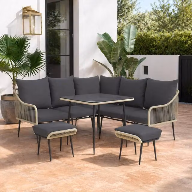 STILVORA 6-Piece Modern Sofa Set with Steel Frame in Grey – 1
