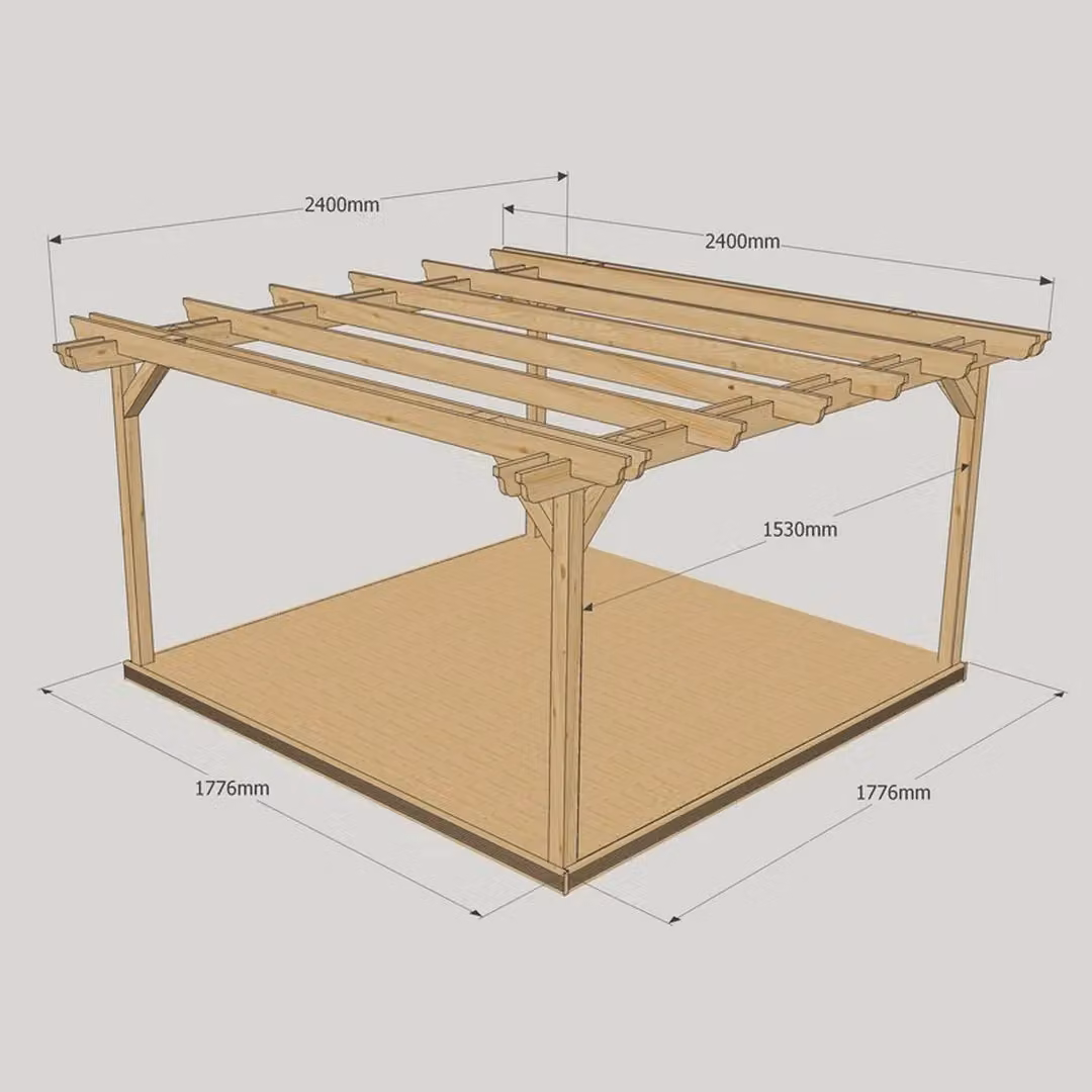 Rutland County Garden Furniture Ltd Double Garden Pergola and Decking Kit in Rustic Brown and Light Green, W: 240 cm, D: 240 cm, H: 240 cm – 3