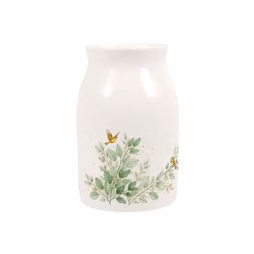 Purely Home Golden Birds Small Porcelain Floral Tabletop Vase - Gold, White and Multicolour, H: 8.0 cm, W: 13.0 cm, D: 1.0 cm – 1