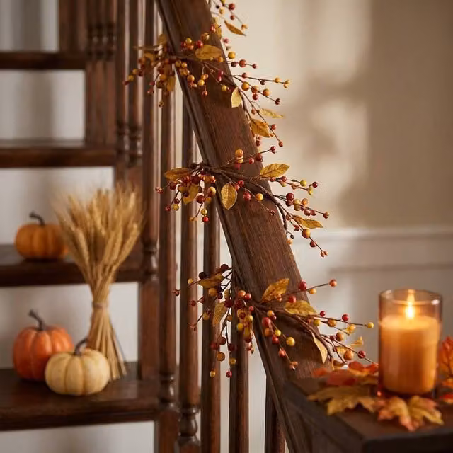 Garden Greatness Rustic Autumn Twig and Berry Garland in Brown, 2m