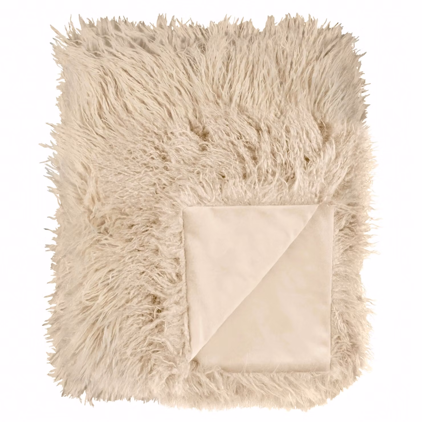 Furn Rowan Reversible Faux Fur Throw in Beige and Sand, W: 130 cm, D: 170 cm – 2