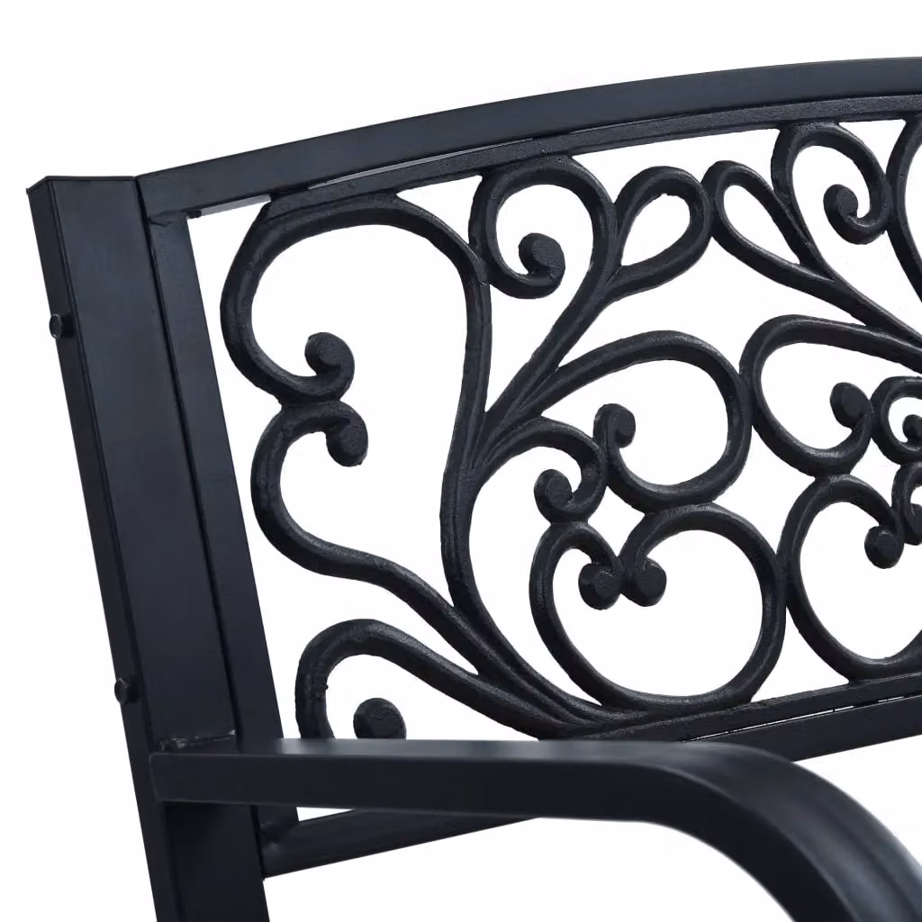 Berkfield Home Vintage Wood and Metal Garden Bench in Black, Width: 120 cm – 3