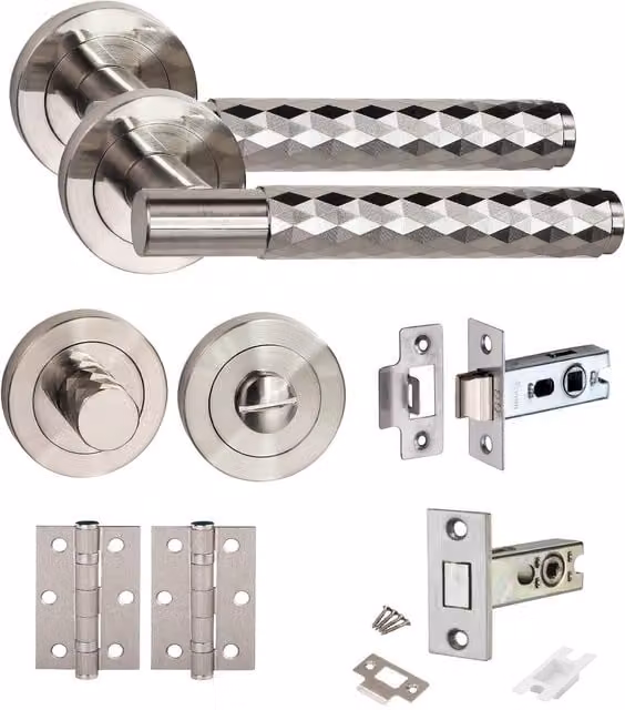 Golden Grace Nickel Plated Silver Door Handle Set