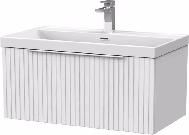 Balterley Callingwood 1 Drawer Vanity and Thin Edge Basin, Matt White, Width: 80 cm