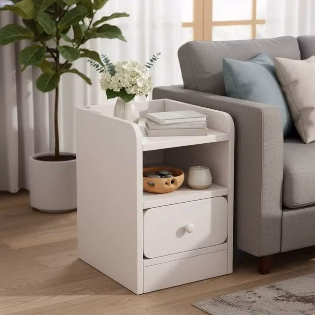 EONLION Modern White Bedside Cabinet Nightstand Table