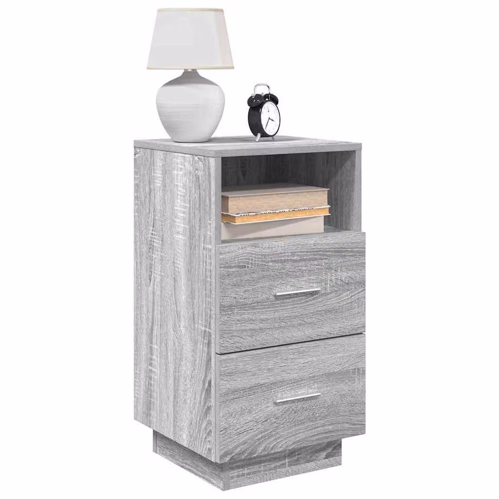 Berkfield Home Set of 2 Grey Sonoma Bedside Cabinets with 2 Drawers, W/D/H: 36 x 36 x 68 cm – 2