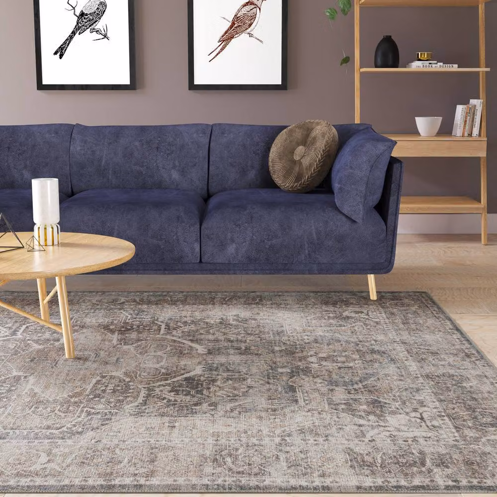 Kukoon Brown Vintage Machine Woven Washable Everyday Rug, W: 80 cm, L: 150 cm – 2
