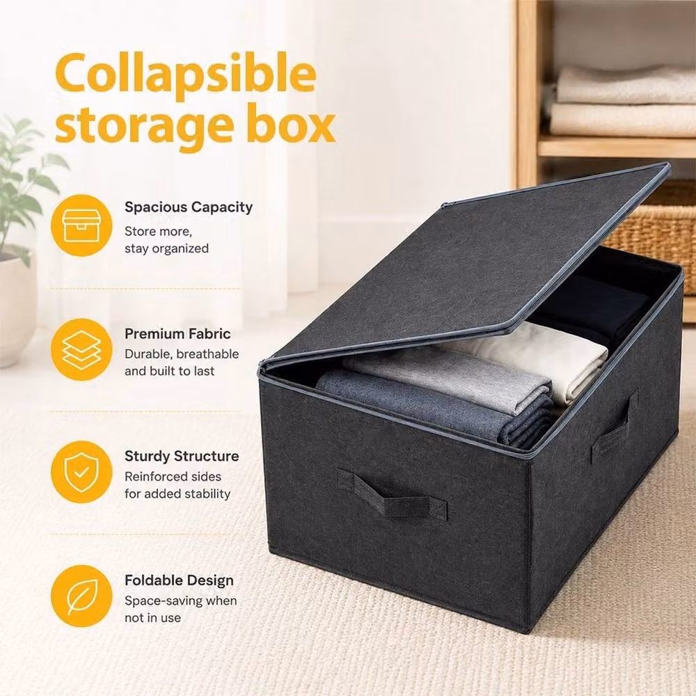 NESTLUNE Set of 3 Foldable Fabric Clothes Storage Boxes in Grey – 5