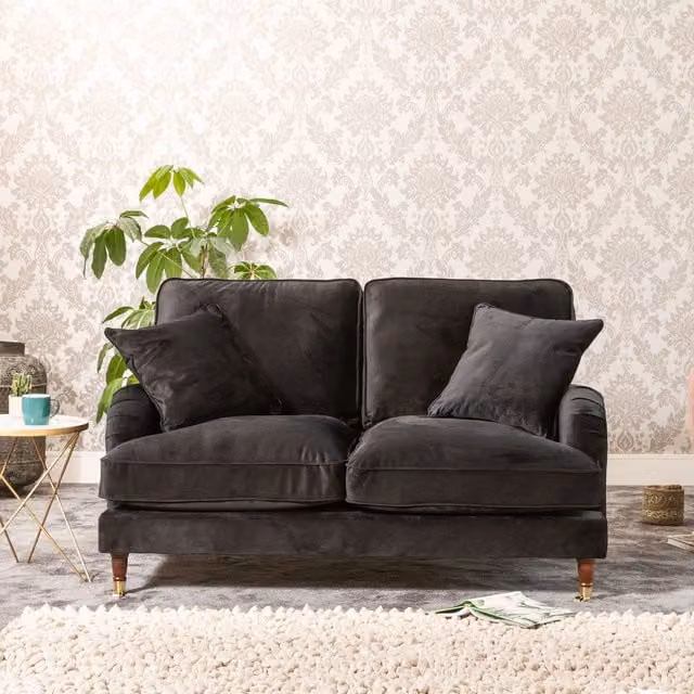Artemis Home Mackenzie 2 Seat Velvet Sofa in Black